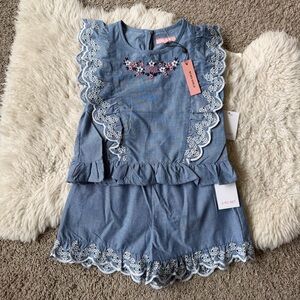 NWT BCBG Embroidered Chambray 2-pc Outfit | Sz 5